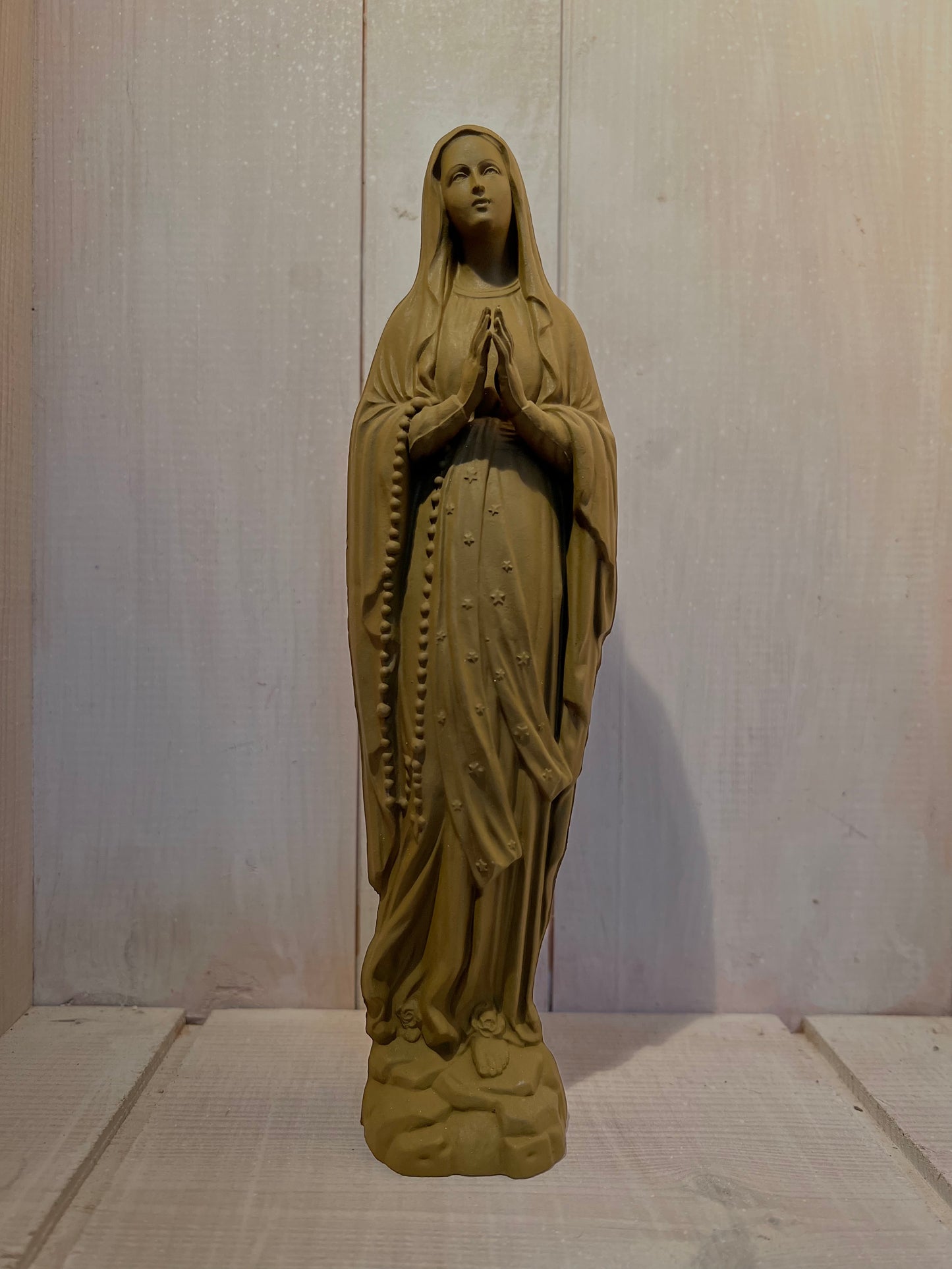 Statuette Vierge 25 cm Couronnée Fleurie