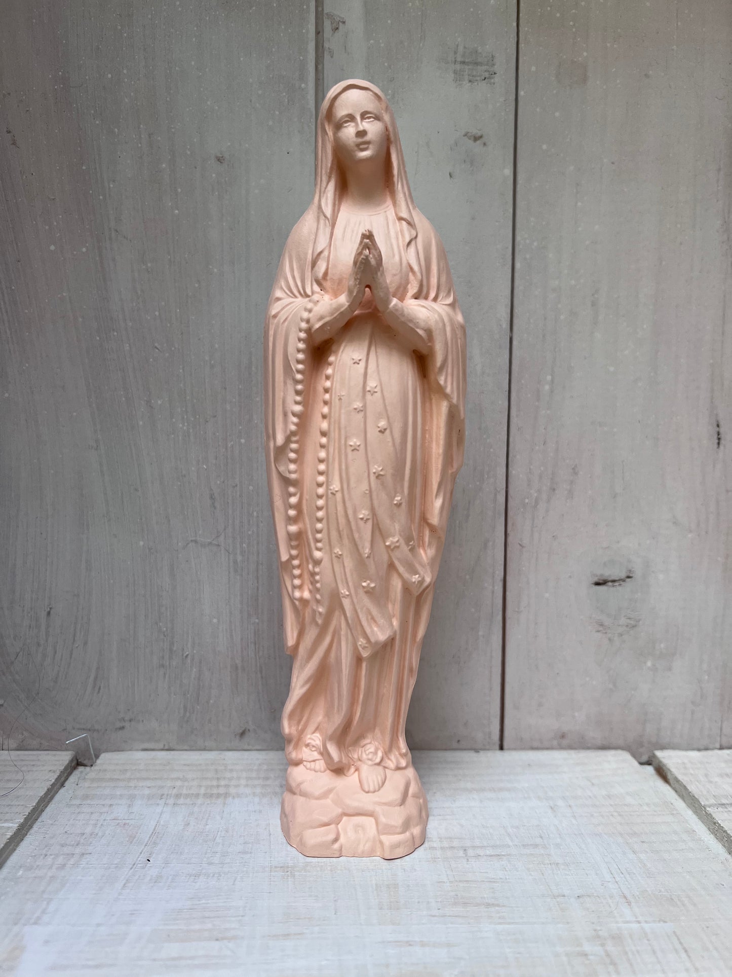 Statuette Vierge 25 cm Couronnée Fleurie