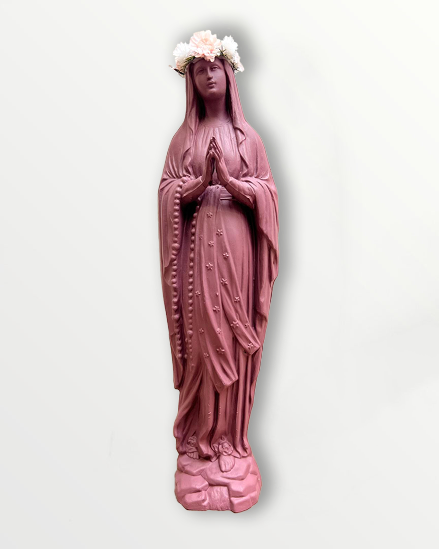 Statuette de la Vierge couronnée de fleurs
