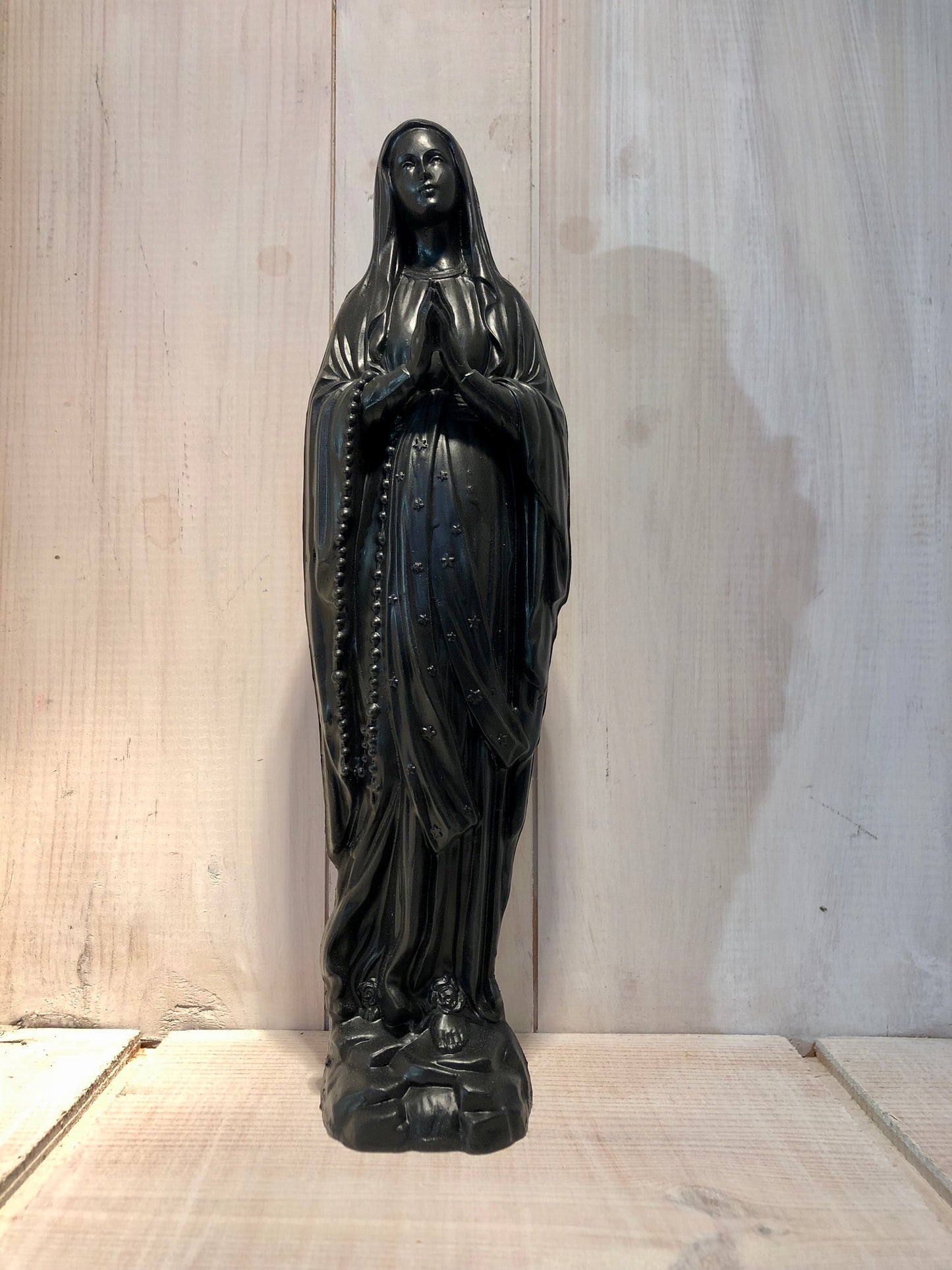 Statuette Vierge 25 cm Couronnée Fleurie