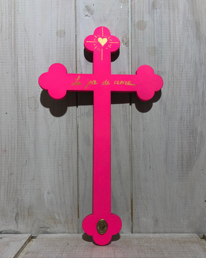 Crucifix M rose fluo
