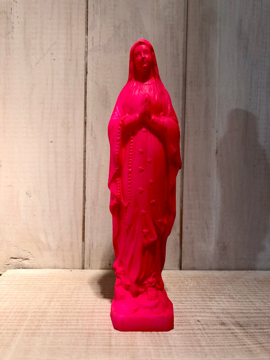 Statuette vierge rose fluo